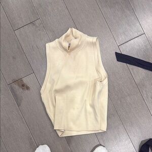 Cream Sleeveless Mock Neck Top